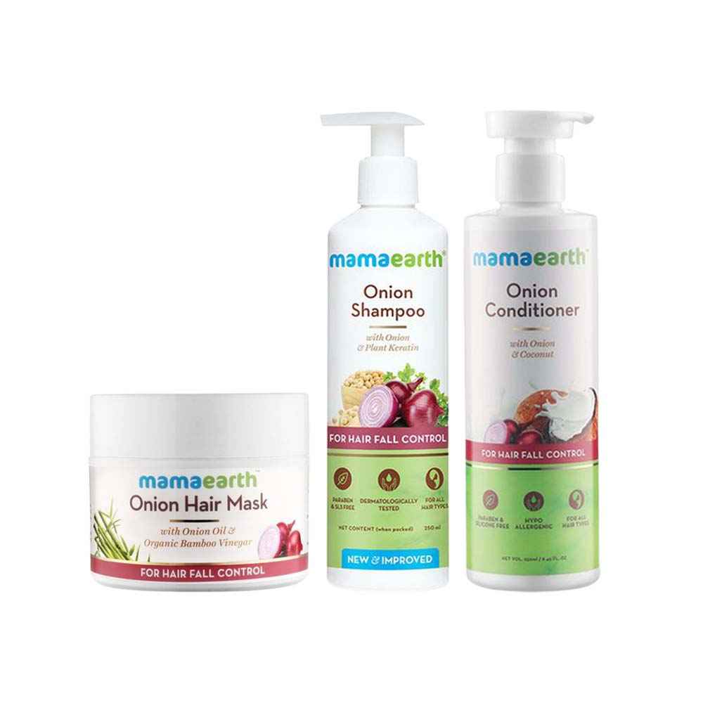 Buy Mamaearth Onion Anti Hairfall Spa Kit Combo of 3 - Purplle