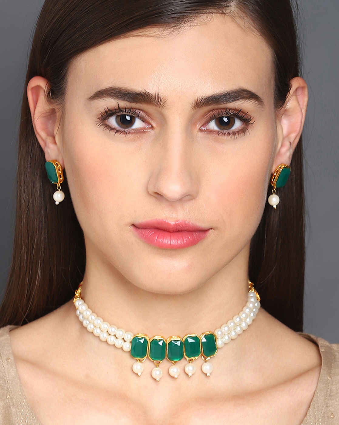 Buy SOHI Gold_Plated Pearl Choker Set - Purplle