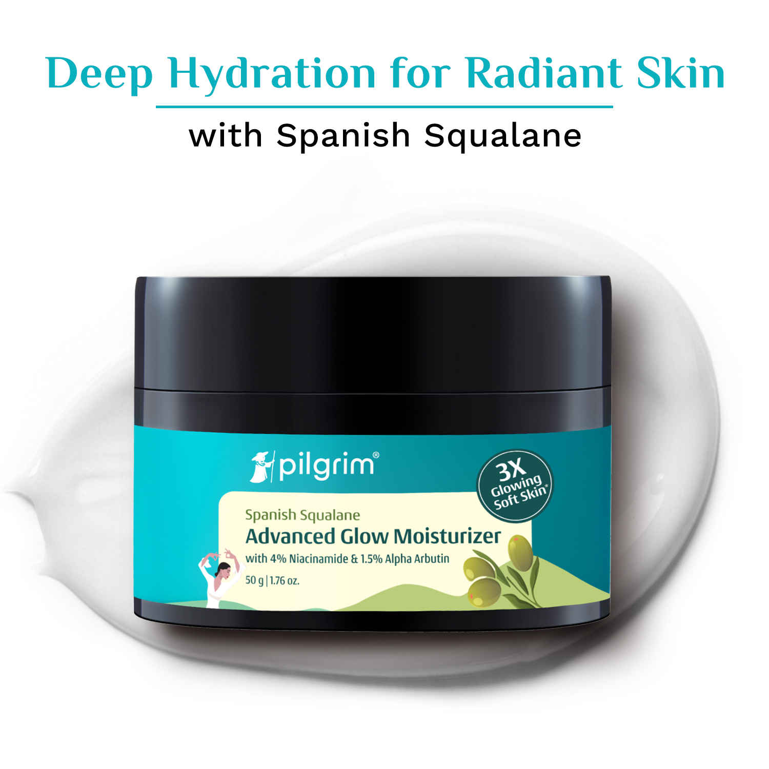 Buy Pilgrim Spanish Squalane Advanced Glow Moisturizer with 4% Niacinamide & 1.5% Alpha Arbutin | Vitamin C For Brightens Skin & Hydrating Skin (50 gm) - Purplle
