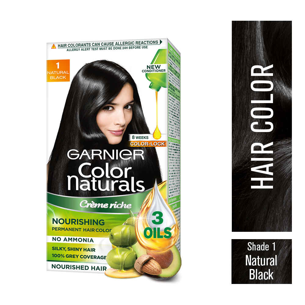 Buy Garnier Color Naturals Nourishing Permanent Hair Color - Natural Black 1 (70 ml + 60 g) - Purplle