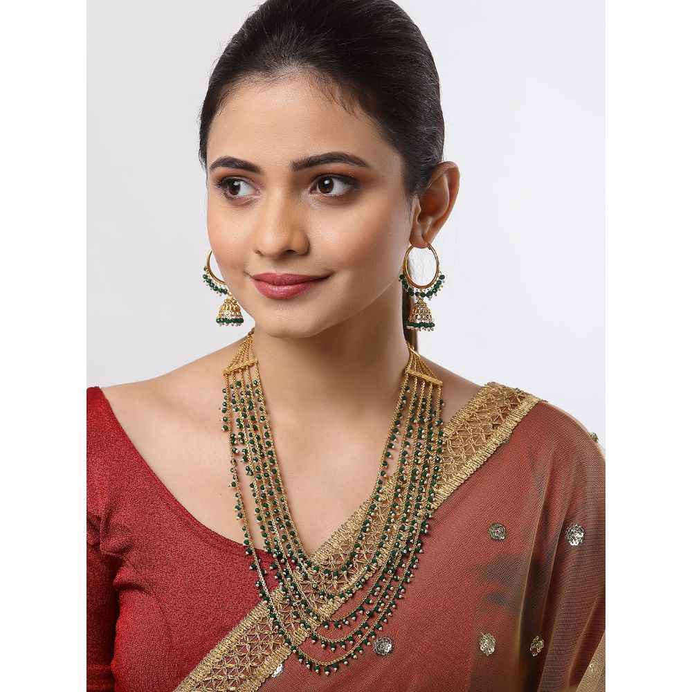 Zeneme Gold Plated Flower Maang Tikka Set - 5 Colors With Pearls | Traditional Indian Hair Jewelry