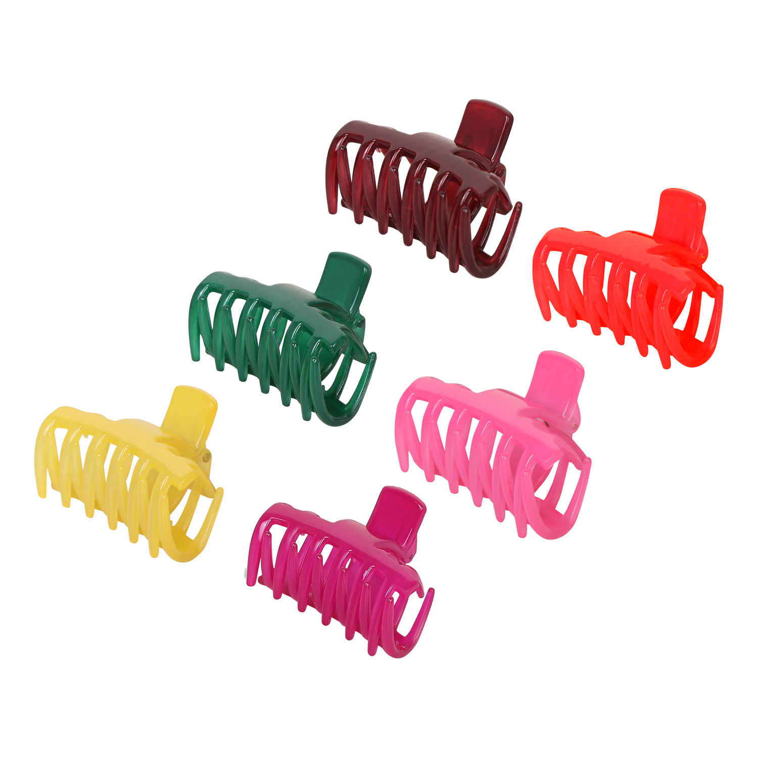 Buy Accessher Women Set of 6 Claw Clips Multicolor Acrylic Material Medium Size Hair Clip for Women and Girls - Purplle