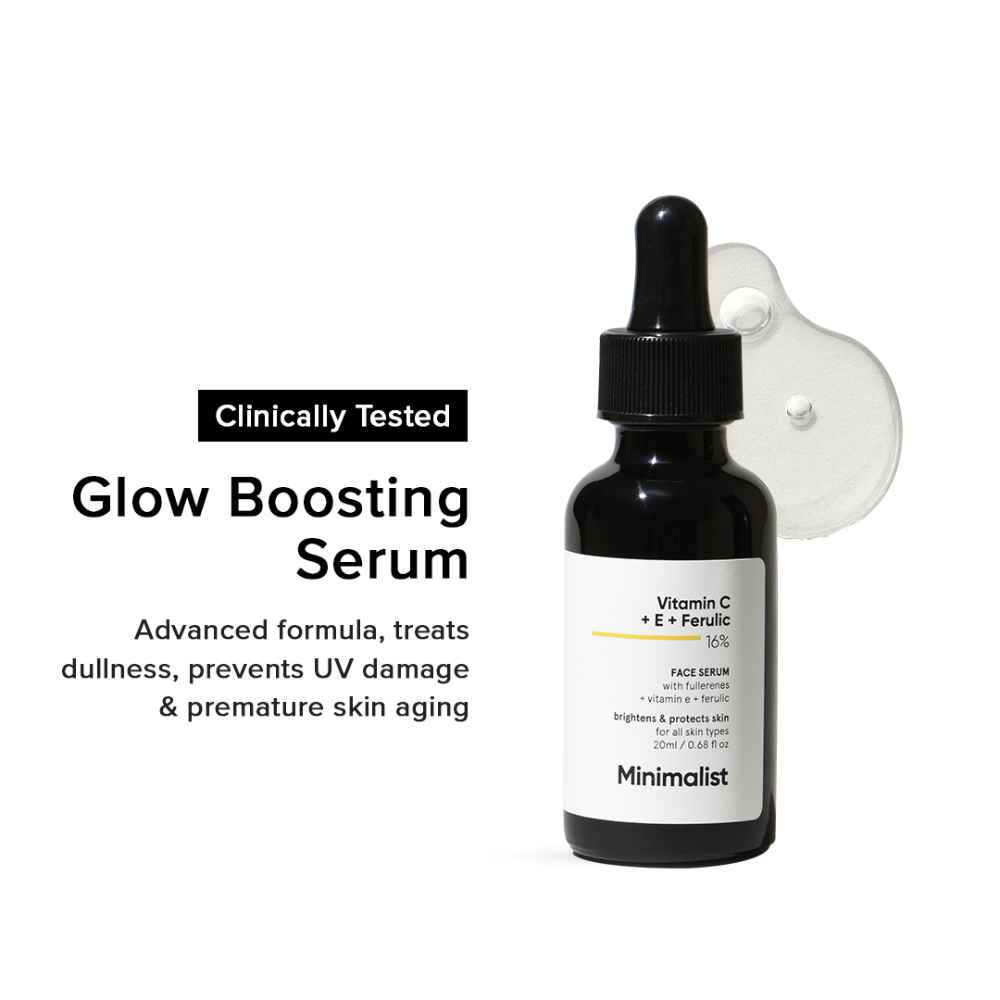 Buy Minimalist 16% Vitamin C + E + Ferulic Face Serum With Fullerenes + Vitamin E + Ferulic - 20 ml - Purplle