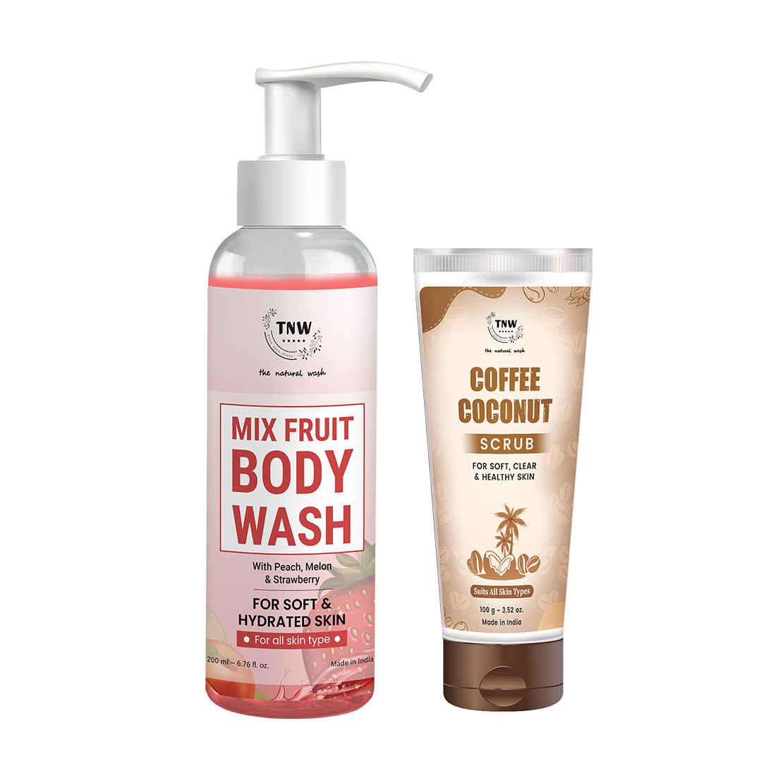 Buy Combo of 2- Mix Fruit Body Wash 200ml + Coffee Coconut Scrub - Purplle