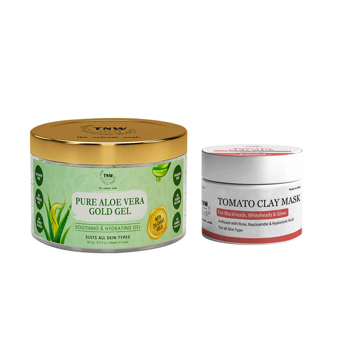 Buy Combo of 2- Tomato Clay Mask 50gm + Pure Aloe Vera Gold Gel 100gm - Purplle