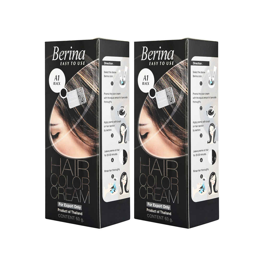 Buy Berina A1 Black Hair Color Cream 60gm Each (Pack of 2) - Purplle