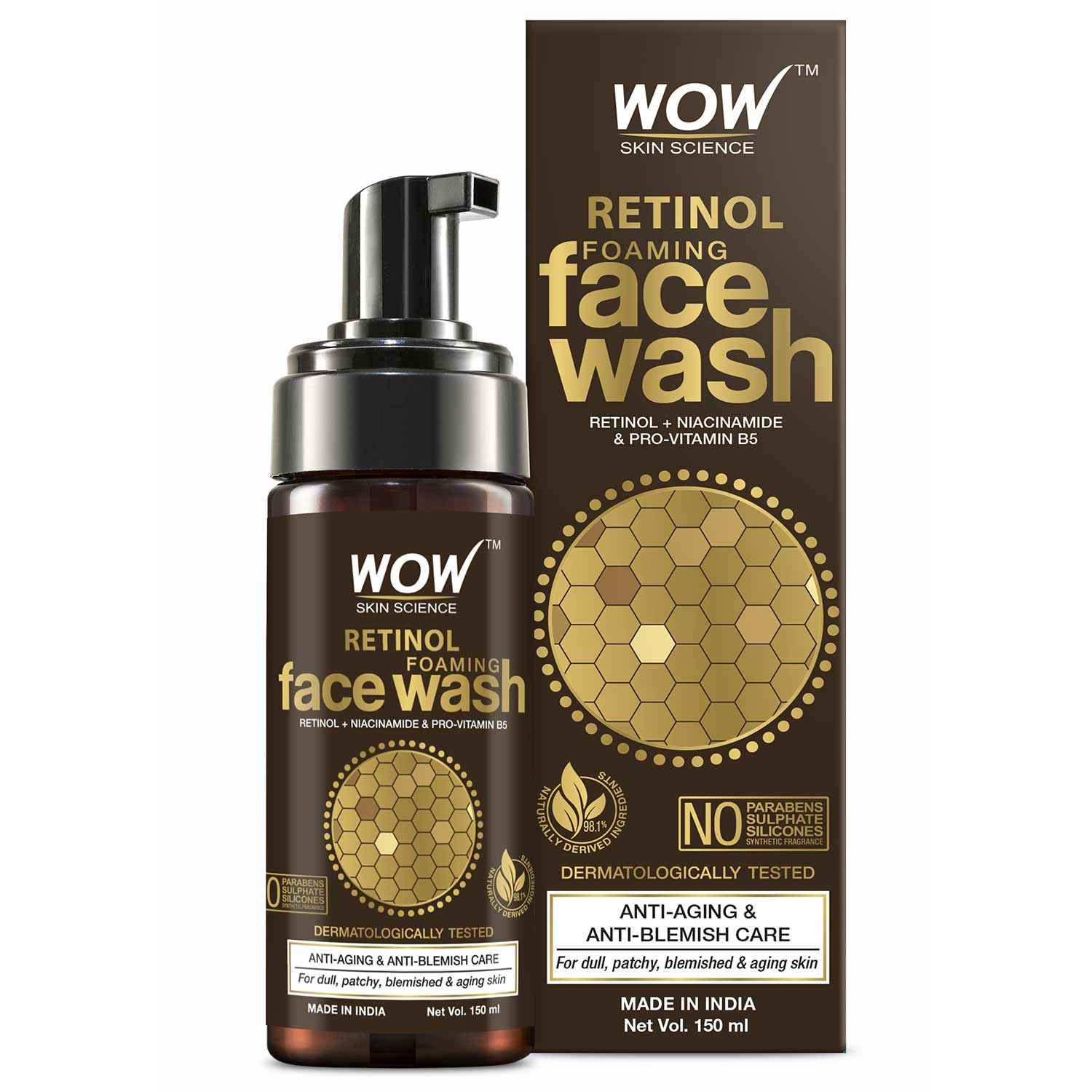 Buy WOW Skin Science Retinol Foaming Face Wash For Fine Lines, Age Spots & Blemishes (150 ml) - Purplle