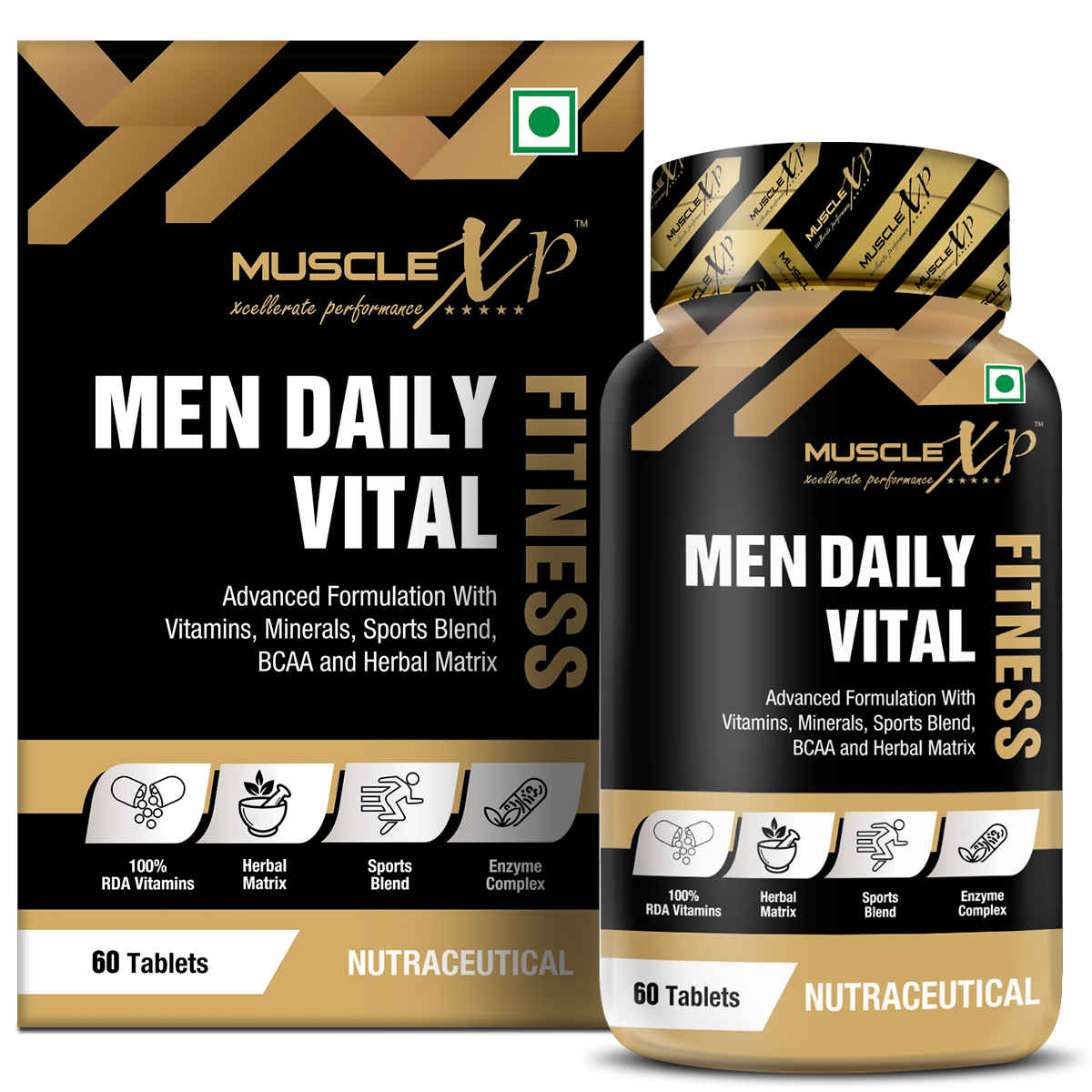 Buy MuscleXP Men Daily Vital Fitness, Advanced Formulation With Vitamins, Minerals, Sports Blend, BCAA & Herbal Matrix, 60 Tablets - Purplle