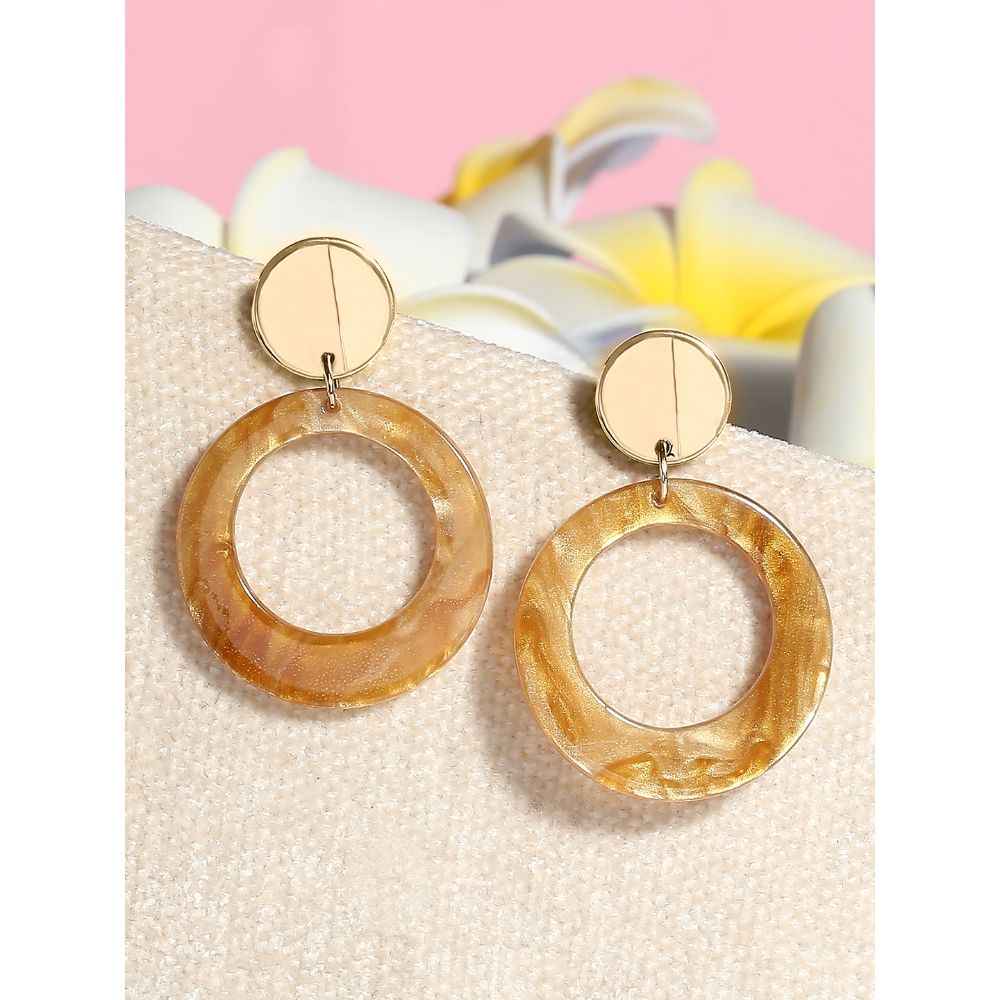 Buy Lilly & Sparkle Brown Contemporary Drop Earrings - Purplle