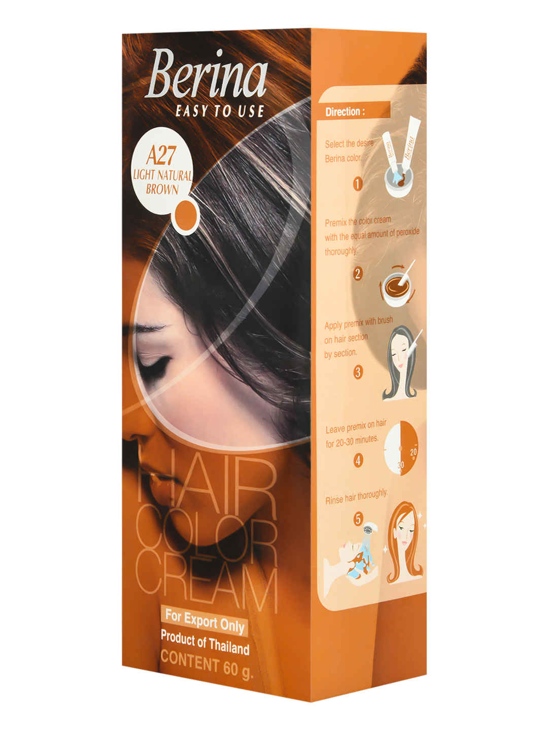 Buy Berina A27 Light Natural Brown Hair Color Cream 60gm - Purplle