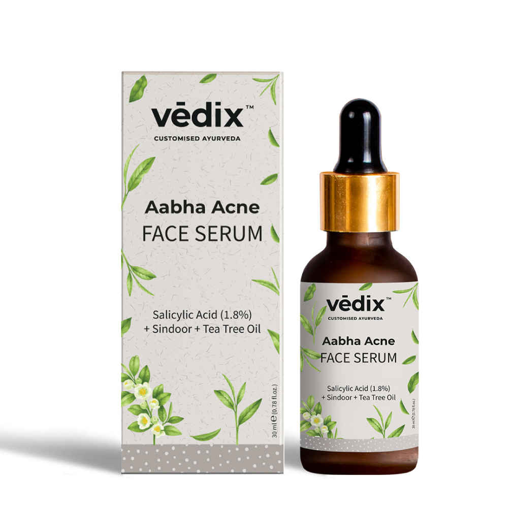 Buy Vedix Acne Face Serum, Aabha Acne Customized Ayurvedic Face Serum For Women, With Salicylic Acid (1.8% w/w) + Sindoor + Tea Tree Oil - 30 ml - Purplle