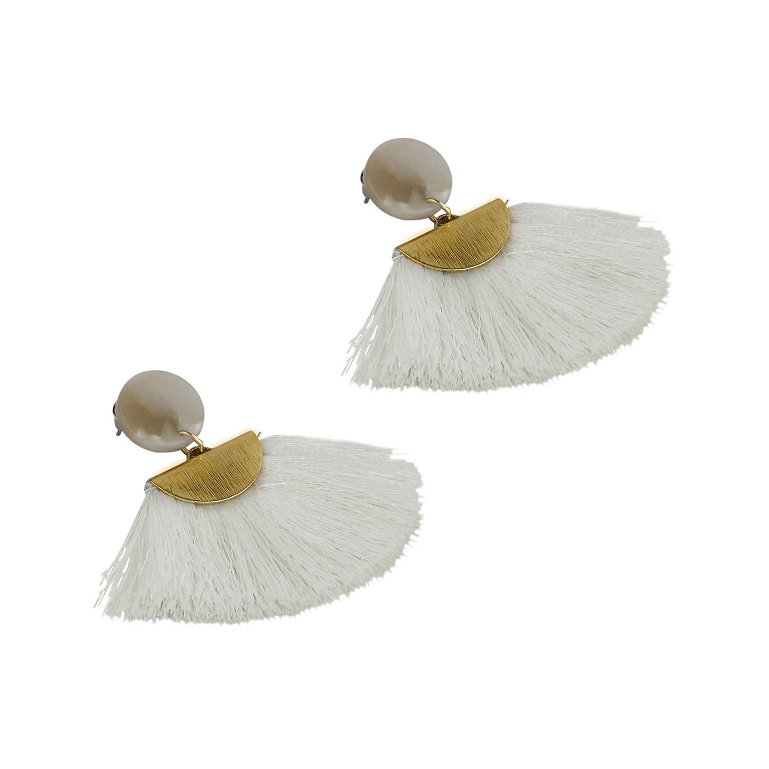 Buy Lilly & Sparkle White Tassel Drop Earrings With Acetate Stud - Purplle
