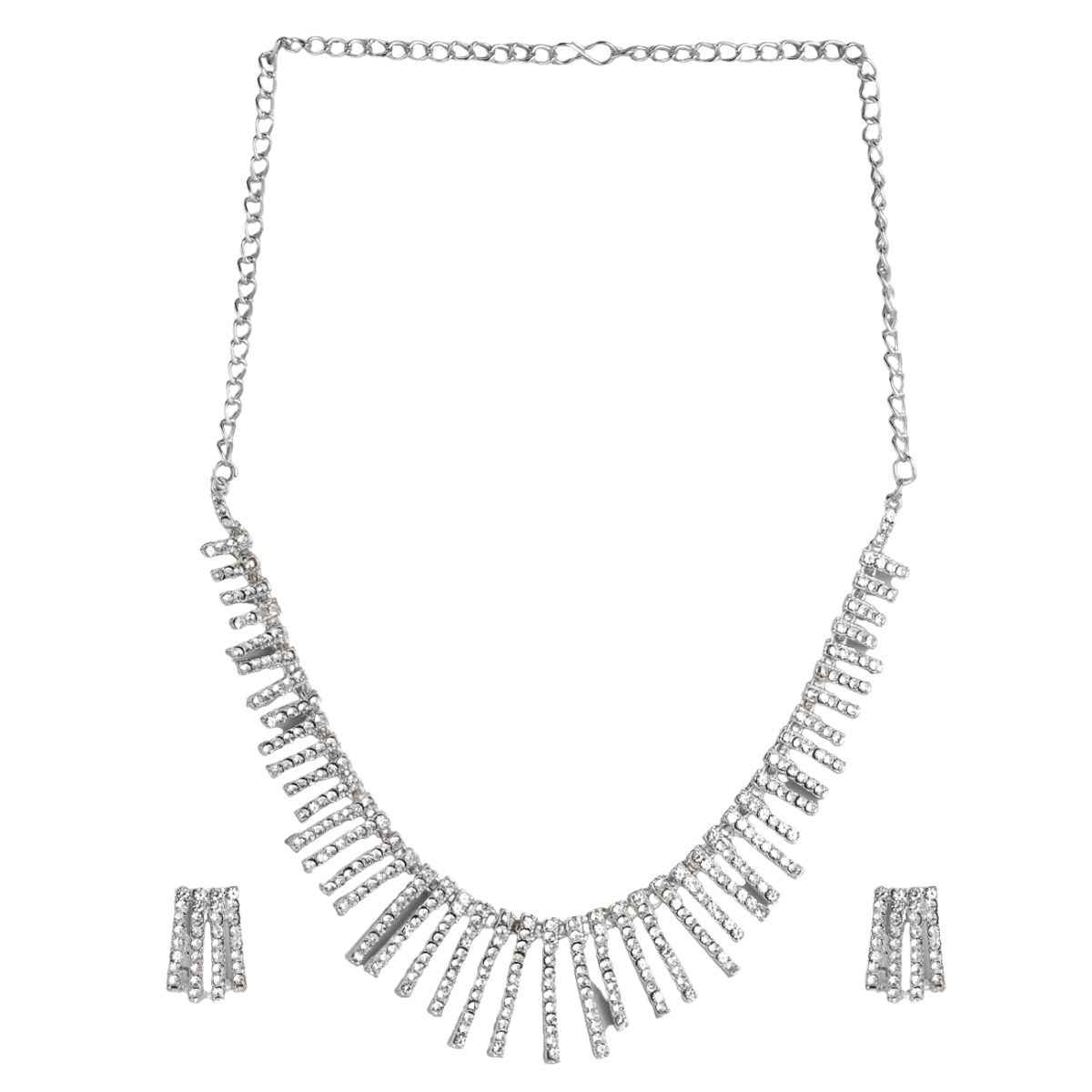 Buy Accessher Silver Plated Ad Studded HandcraftedNecklace For Women & Girls - Purplle