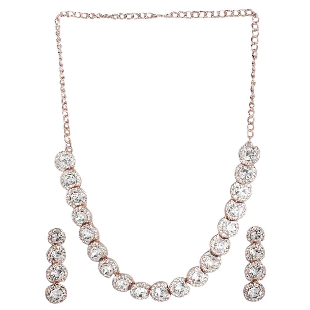 Buy Accessher Rosegold Plated AD Studded Handcrafted Simple Necklace For Women & Girls - Purplle