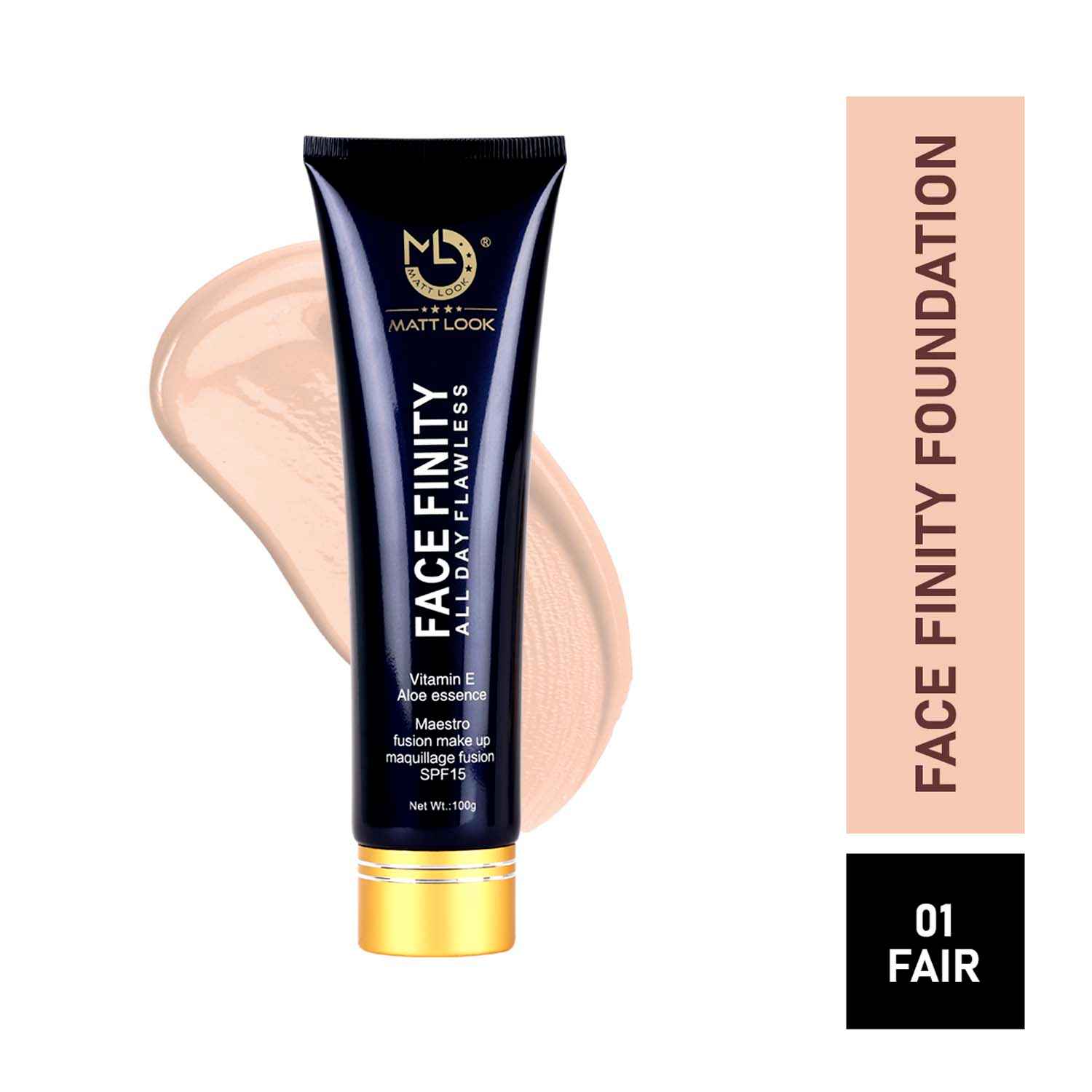 Buy Matt look Face Finity All Day Flowless, Vitamin E Aloe Essence, Maestro Fusion Make up Maquillage fusion, Face Makeup Foundation, SPF15, Fair (100 gm) - Purplle