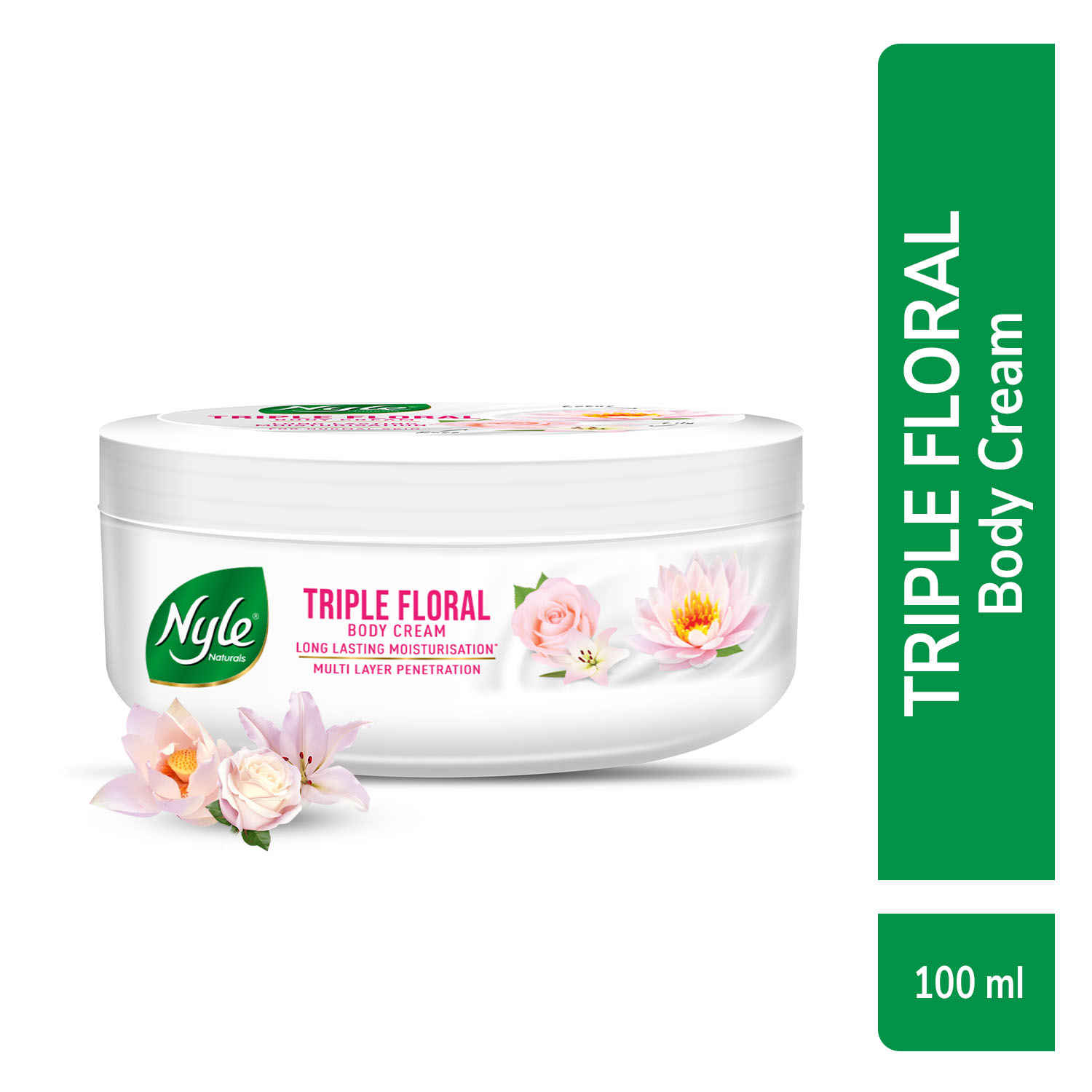 Buy Nyle Naturals Triple Floral Body Cream for Long Lasting Moisturization of Normal Skin with goodness of Lotus, Lily, Rose- 100 ML - Purplle