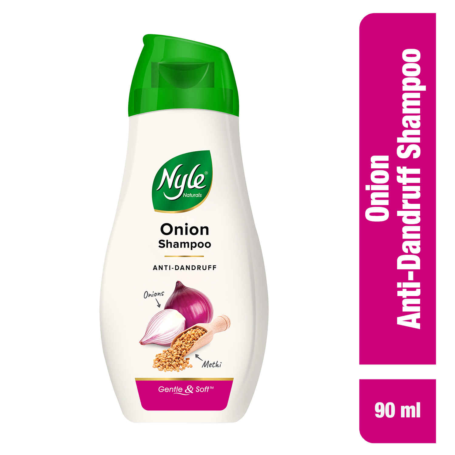 Buy Nyle Naturals Onion Anti-Dandruff Shampoo, With Onion and Fenugreek, Gental & Soft, pH Balanced and Paraben Free, For Men & Women, 90ml - Purplle