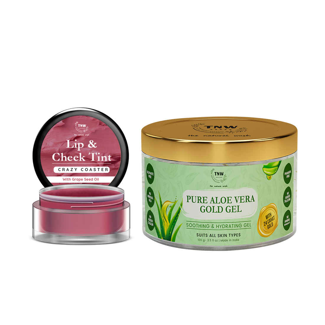 Buy Combo of 2- Crazy Coster Lip Tint 5gm & Pure Aloe Vera Gold Gel 100gm - Purplle