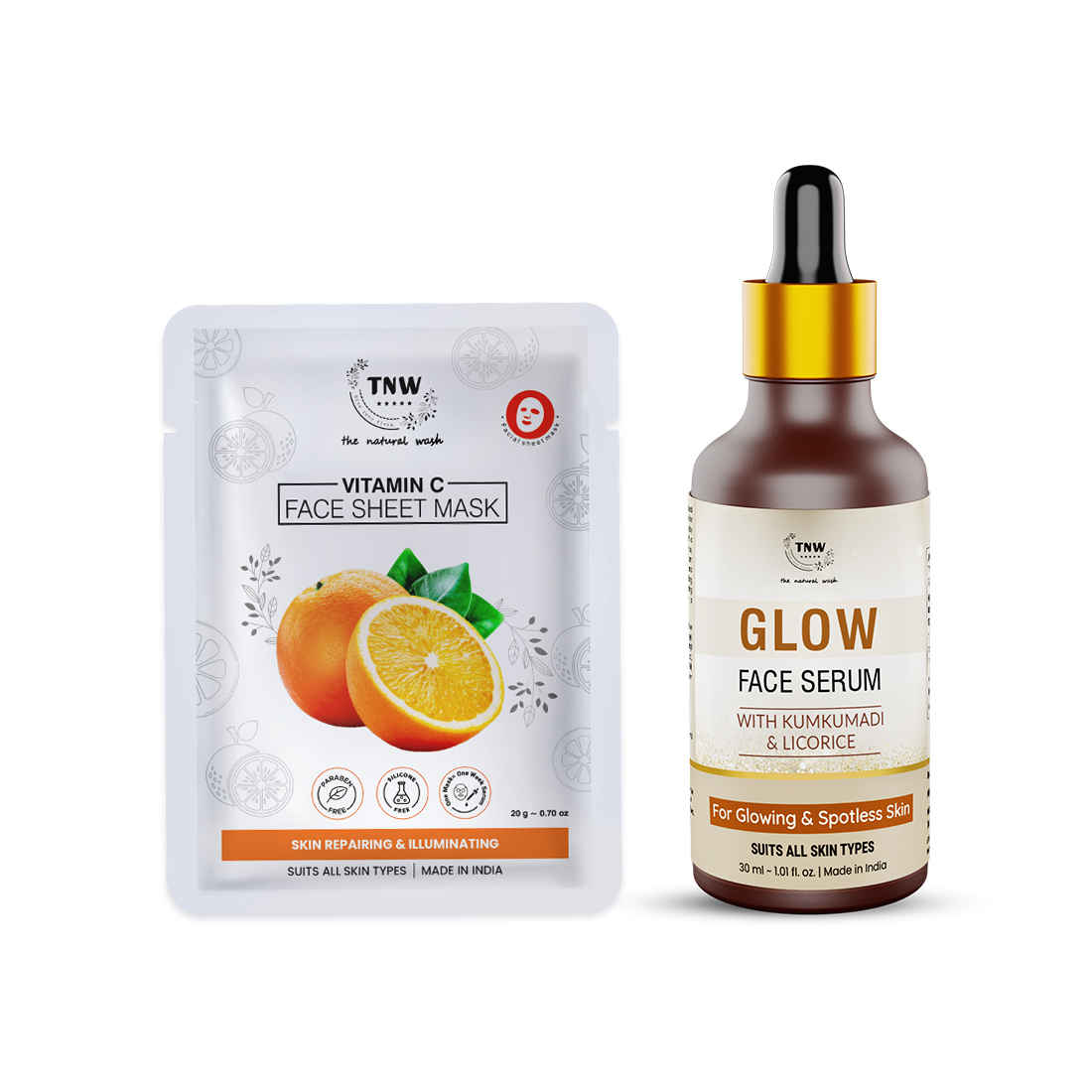 Buy Combo of 2- Glow Face Serum 30ml & Face Sheet Mask Vitamin C - Purplle