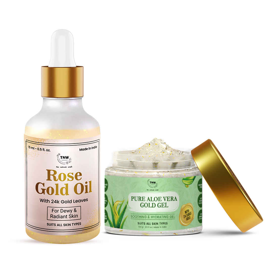 Buy Combo of 2- Rose Gold Oil 15ml & Pure Aloe Vera Gold Gel 100gm - Purplle