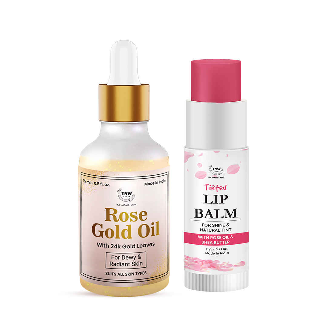 Buy Combo of 2- Rose Gold Oil 15ml & Rose Tinted Lip Balm 6gm - Purplle