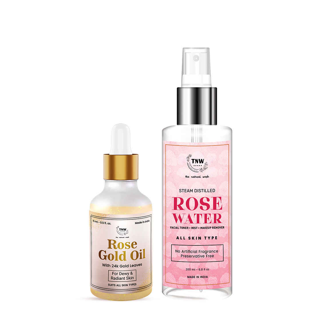 Buy Combo of 2- Rose Gold Oil 15ml & Rose Water Spray Bottle 200ml - Purplle