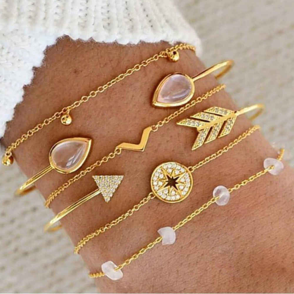 Buy Jewels Galaxy Set of 6 Gold-Plated Bracelets - Purplle