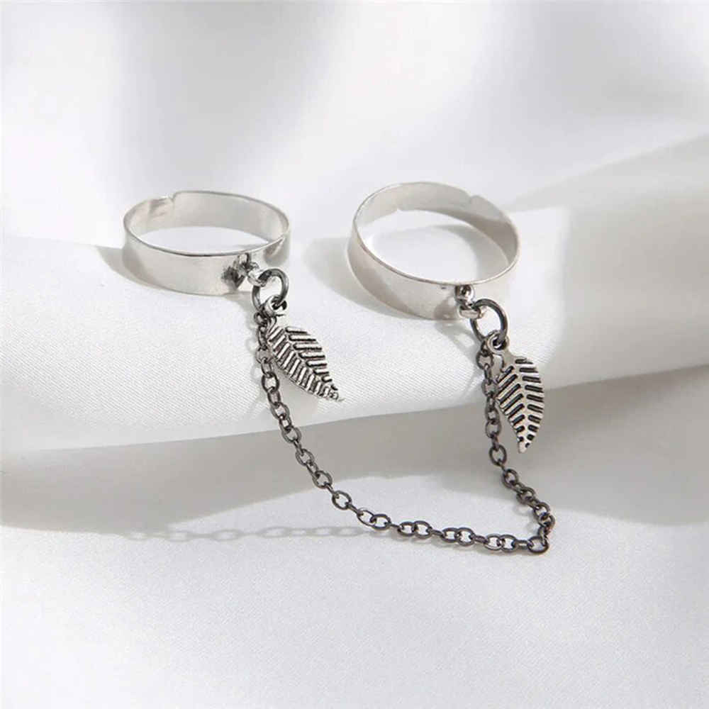 Buy Jewels Galaxy Set Of 2 Silver-Plated Chained Design Finger Ring - Purplle