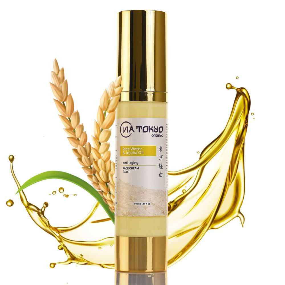 Buy VIA TOKYO ORGANIC Rice Water & Jojoba Oil Face Cream, Anti-Aging Day Cream, No Sulphates, No Paraben, 50 ml - Purplle