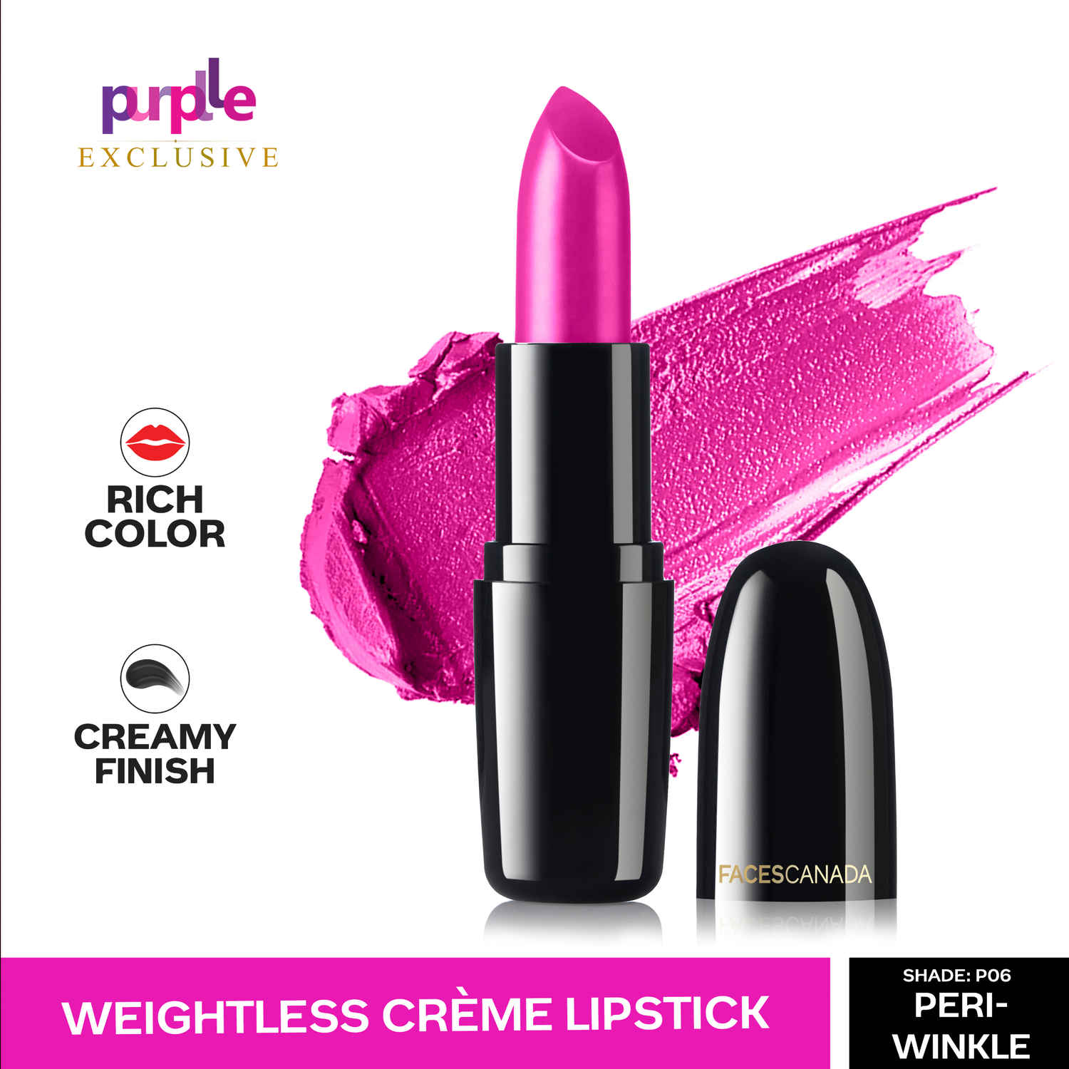 Buy Faces Canada Weightless Creme Finish Lipstick Periwinkle P06 (4 gm) - Exclusively on Purplle - Purplle