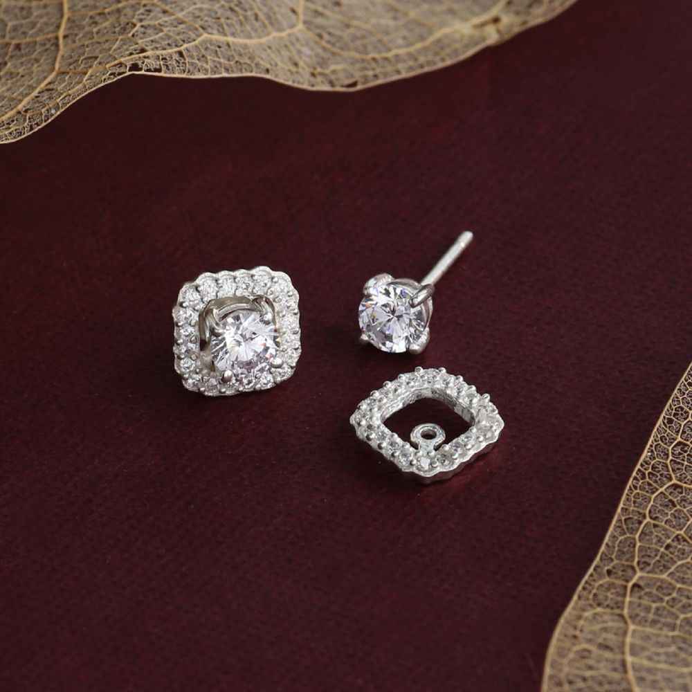 Buy Hiara Jewels Stunning Quad Solitaire Rhodium Studs in 925 Sterling Silver - Purplle