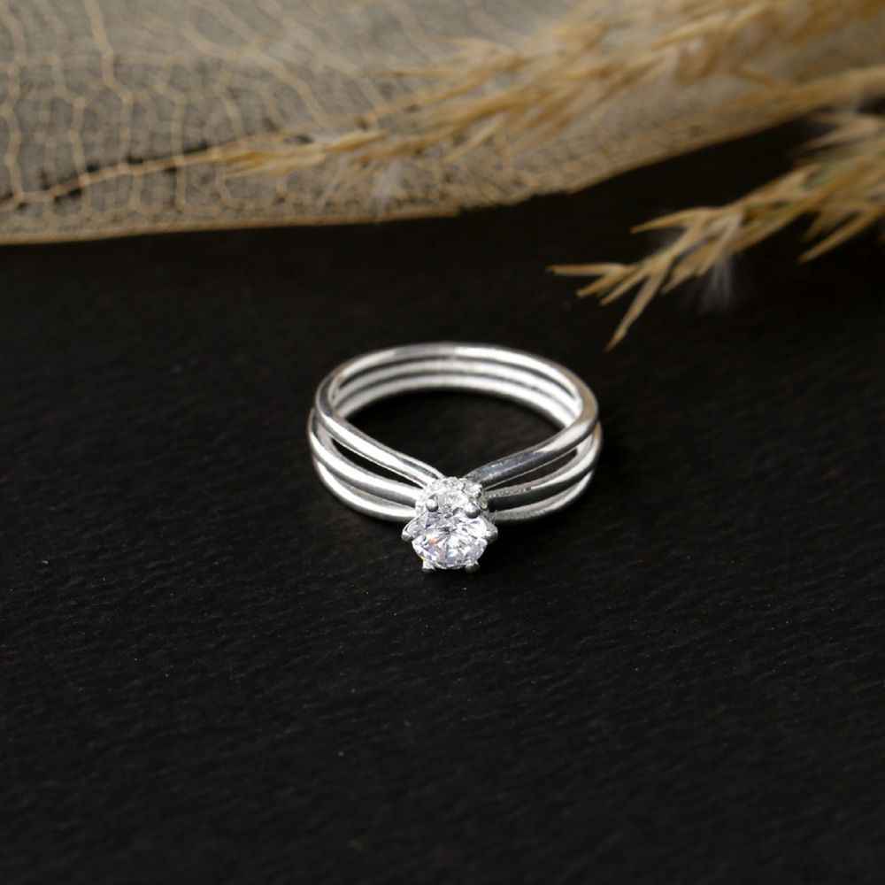 Buy Hiara Jewels White Cubic Zirconia Rhodium Ring in 925 Silver - Purplle