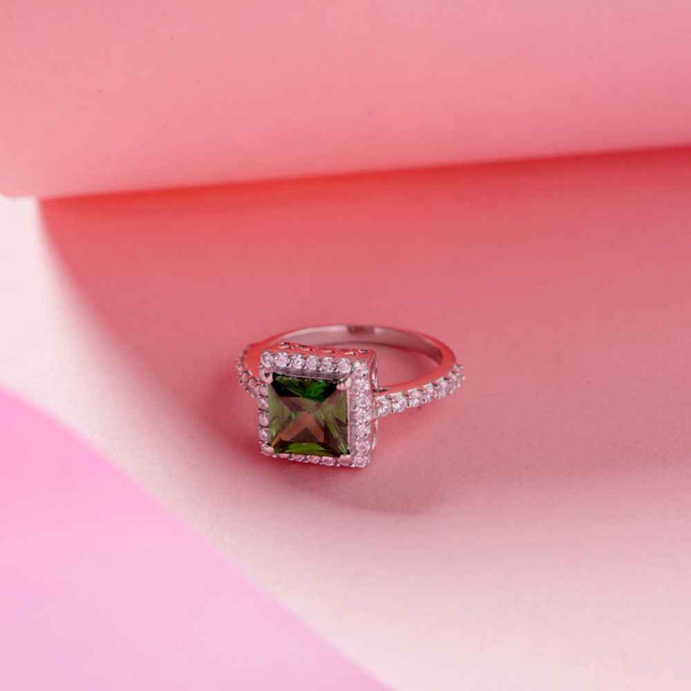 Buy Hiara Jewels Square Green rhodium ring in 925 Silver - Purplle