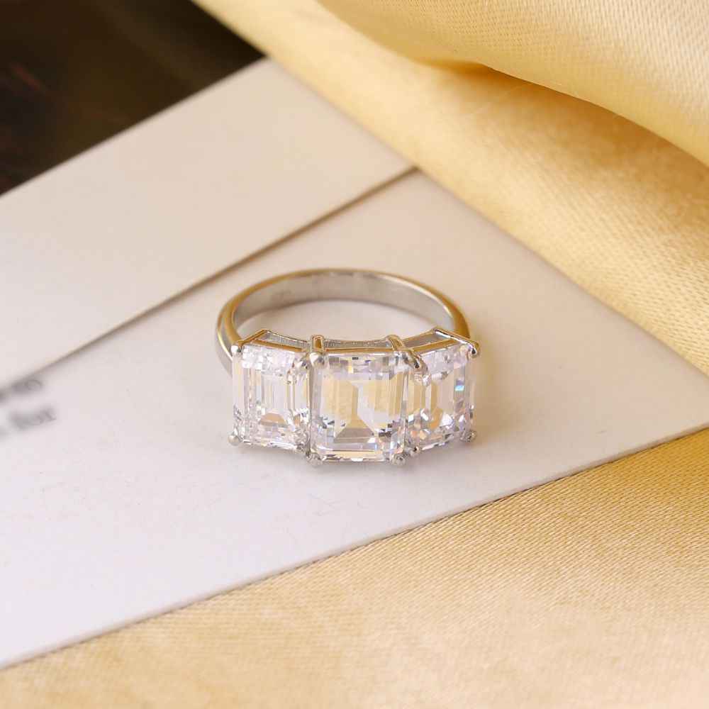 Buy Hiara Jewels Three Solitaire Engagement Rhodium Ring In 925 Sterling Silver - Purplle