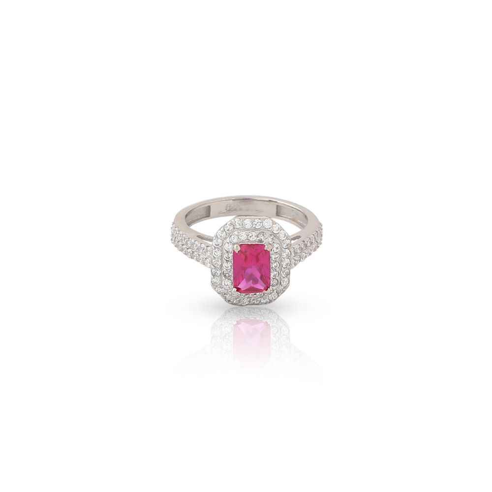 Buy Hiara Jewels Red Double Halo CZ studded Solitaire Rhodium Ring in Sterling 925 Silver - Purplle