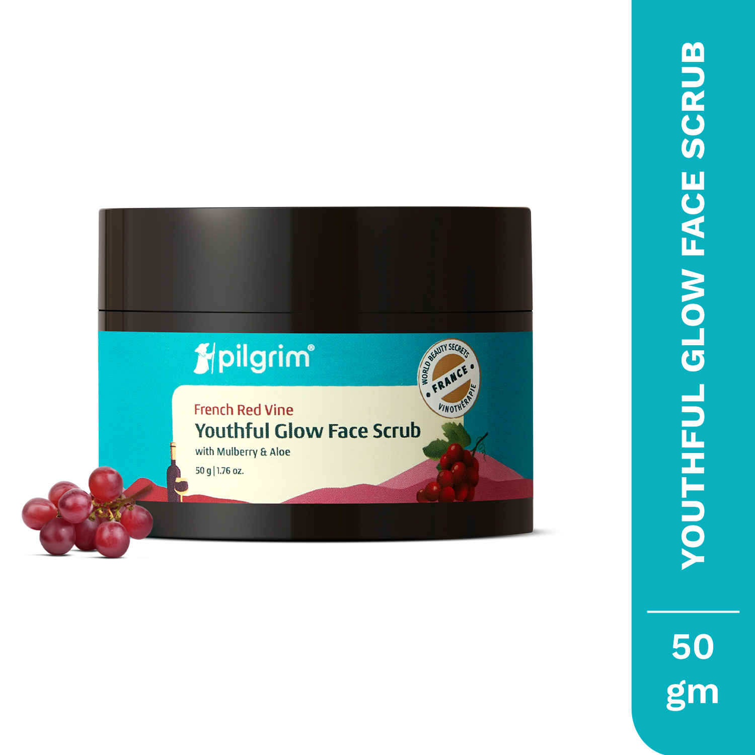 Buy Pilgrim Red Vine Face Scrub with Mulberry Extract & Aloe for Glowing Skin,A Unclogs pores , Fights Ageing & boosts CirculationA |Men & Women (50 gm) - Purplle