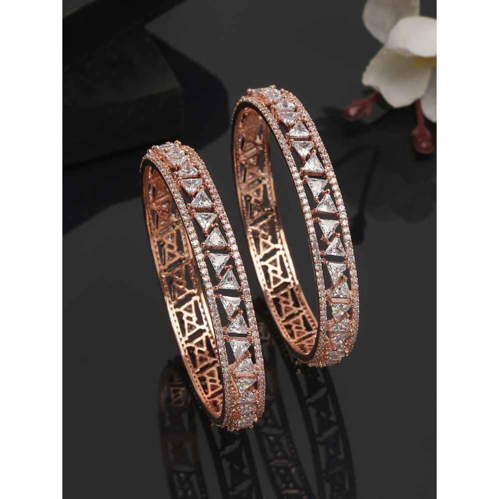 Buy YouBella Set of 2 Gold-Plated White Stone-Studded Bangles - Purplle