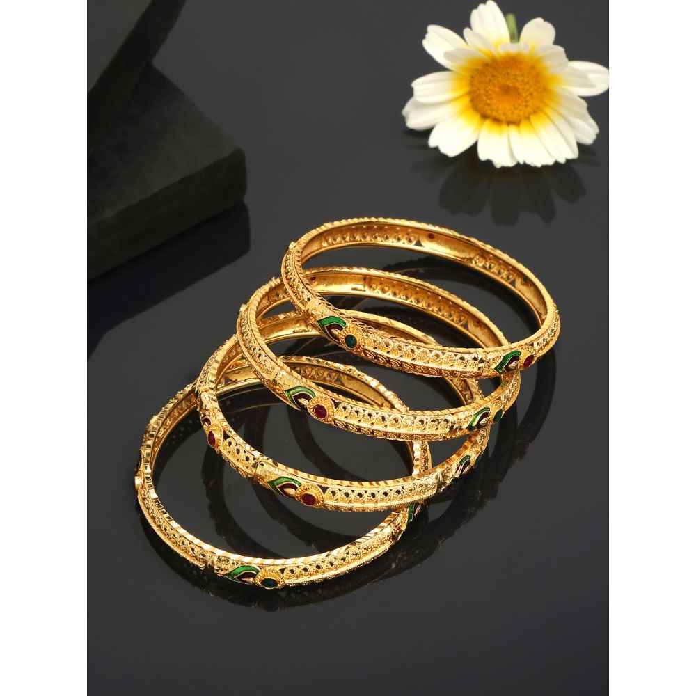 Buy YouBella Set Of 4 Gold-Plated Bangles - Purplle