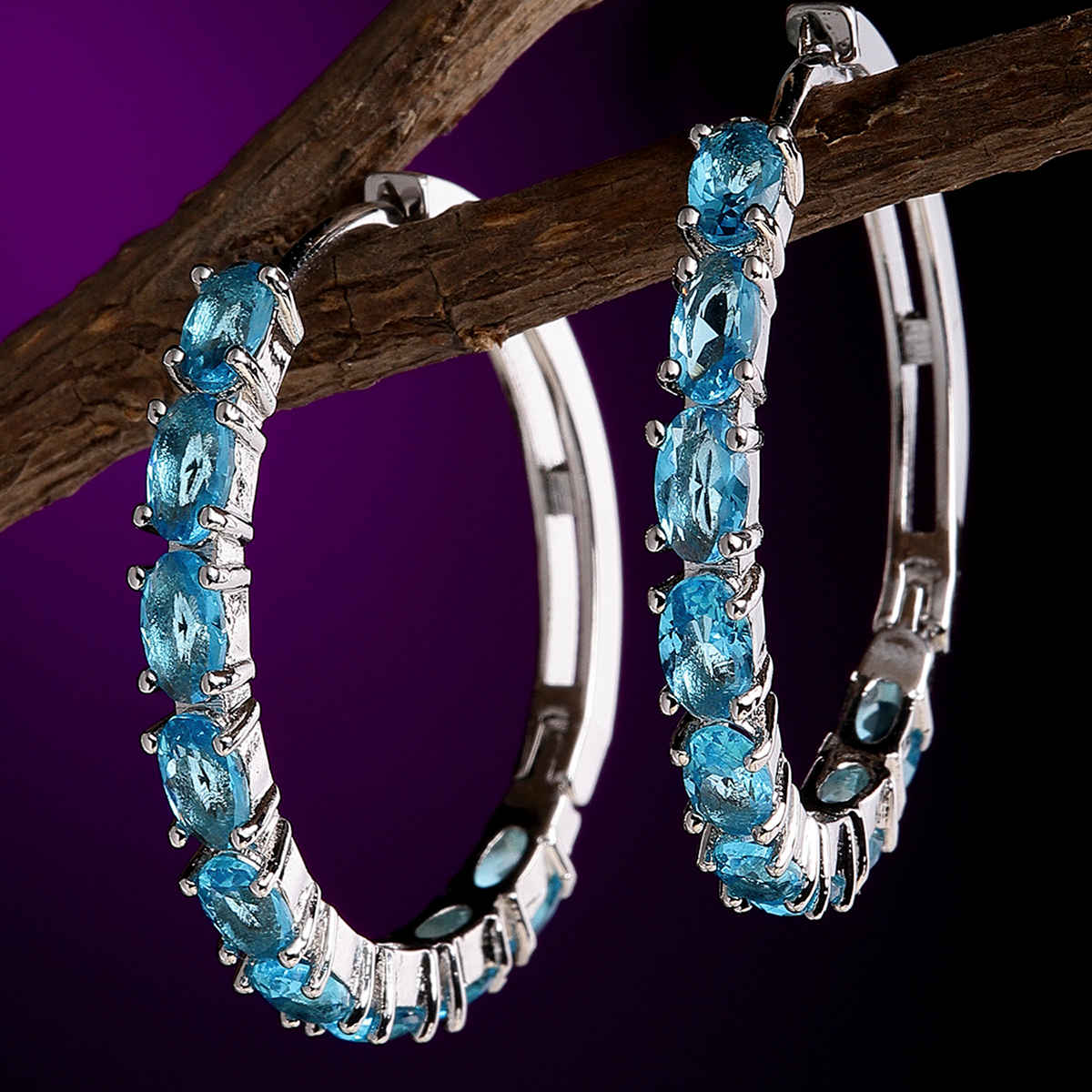 Buy Karatcart Silver Tone Blue Crystal Hoop Earrings - Purplle