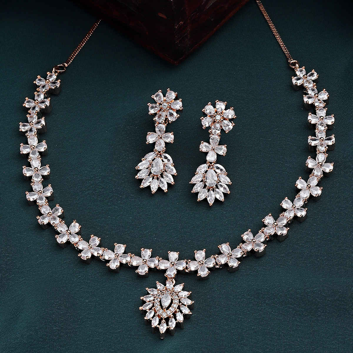 Buy Karatcart Rose Gold Plated AD Necklace Set for Women - Purplle