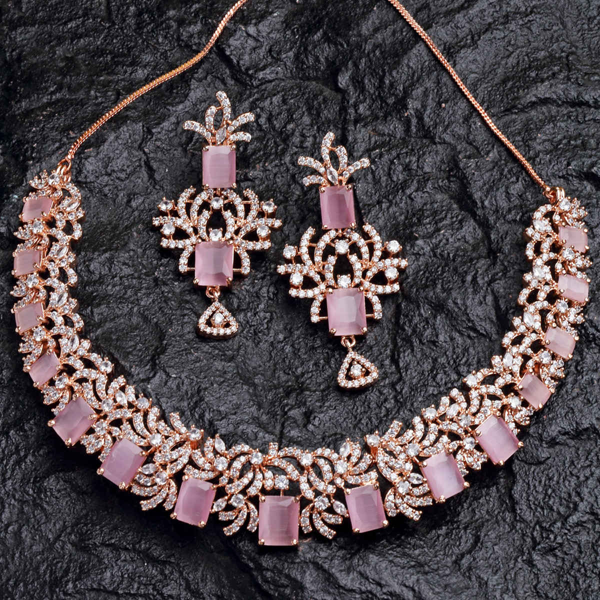 Buy Karatcart Rose gold Plated AD Necklace Set for Women - Purplle