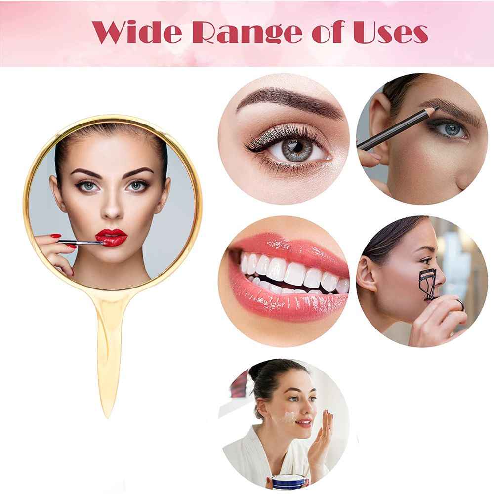 Buy Majestique Handheld Makeup Mirror FC19 Perfect for Vanity, Decorative and Travel Use - Color May Vary - Purplle