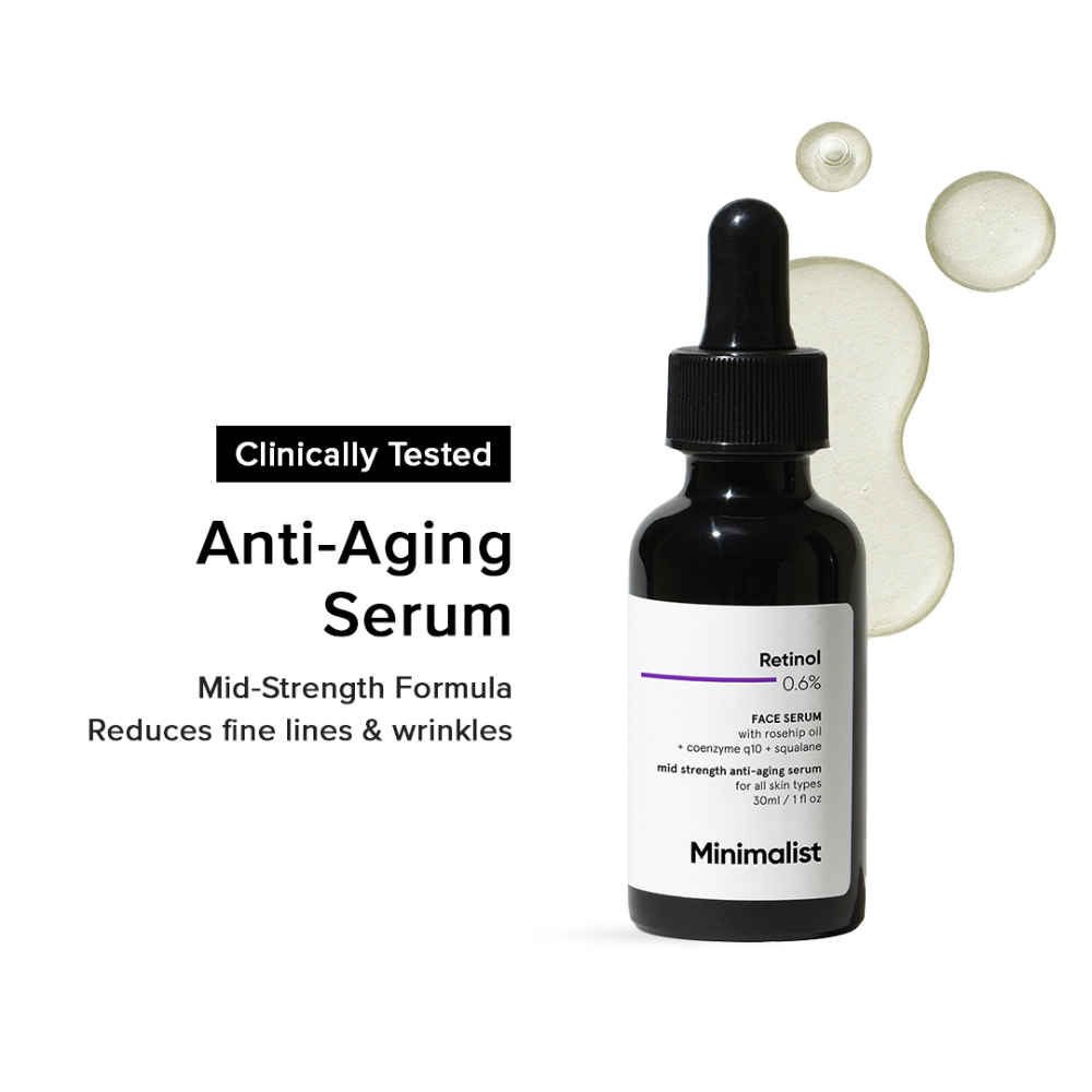 Buy Minimalist Retinol 0.6% Anti Aging Mid-strength Formula For Fine Lines & Wrinkles - 30 ml - Purplle