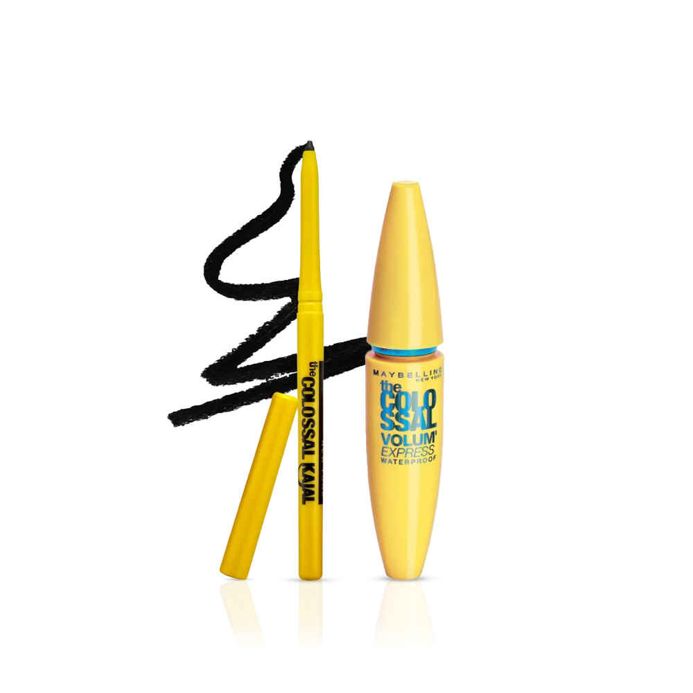 Buy Maybelline New York Volume Express Colossal Mascara, Waterproof, Black, & Maybelline Colossal Kajal - Purplle