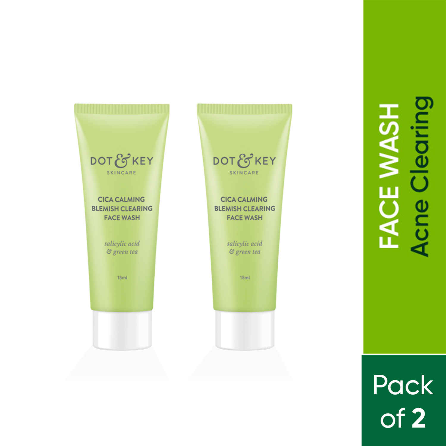 Buy Dot & Key Cica Calming Blemish Clearing Face Wash Pack of 2 - Purplle