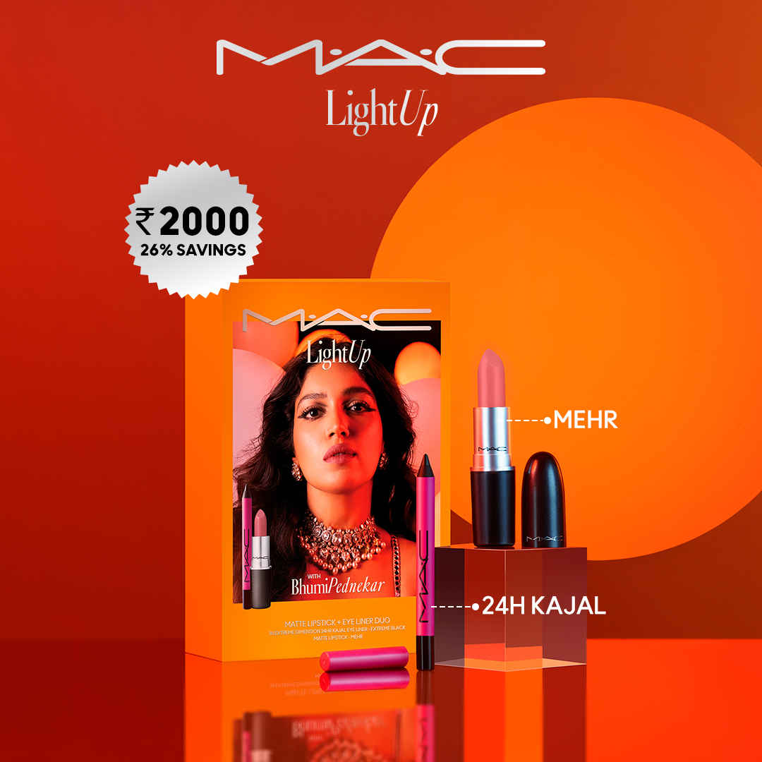 Buy MAC LIGHT UP WITH BHUMI PEDNEKAR MATTE LIPSTICK + EYE LINER DUO - Purplle