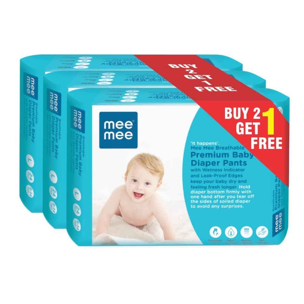 Buy Mee Mee Breathable Premium Baby Diaper Pants with Wetness Indicator and Leak-Proof Edges (72 Pieces, Large) (Buy 2 Get 1 FREE) - Purplle
