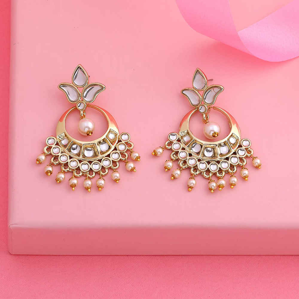 Blooming Crescent Chandbali Earrings - Pastel Garden main image 1