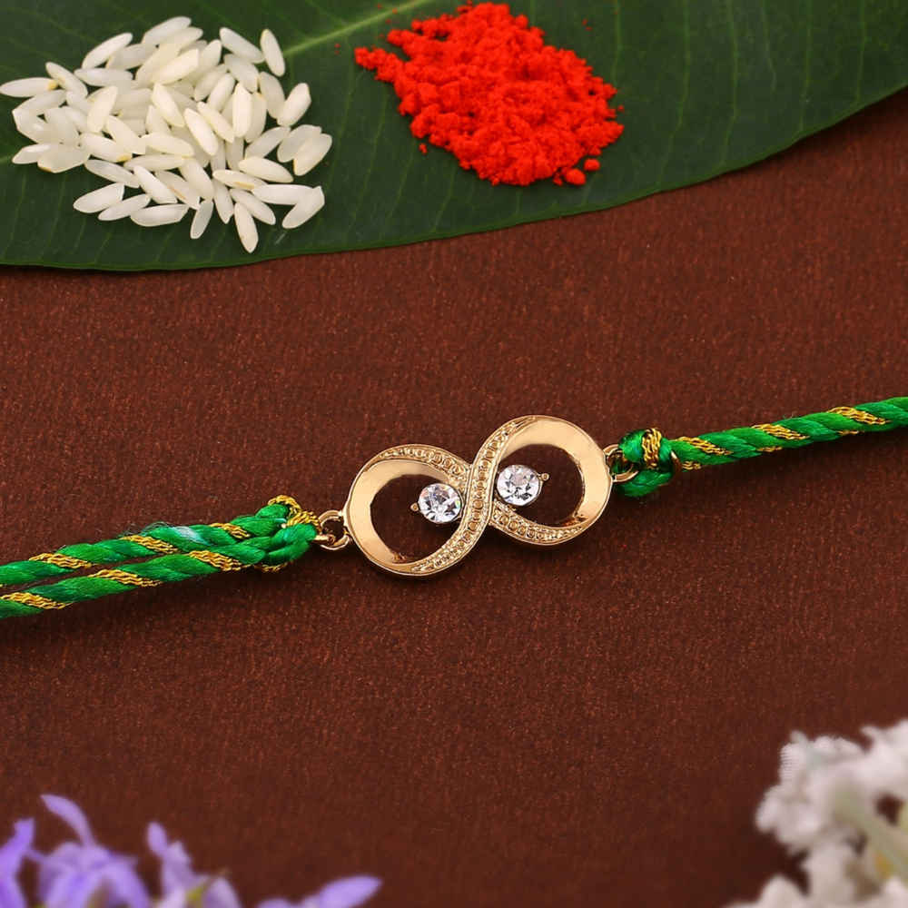 Estele Gold Plated Eternal Knot Rakhi with Fancy Silk Multicolored ...