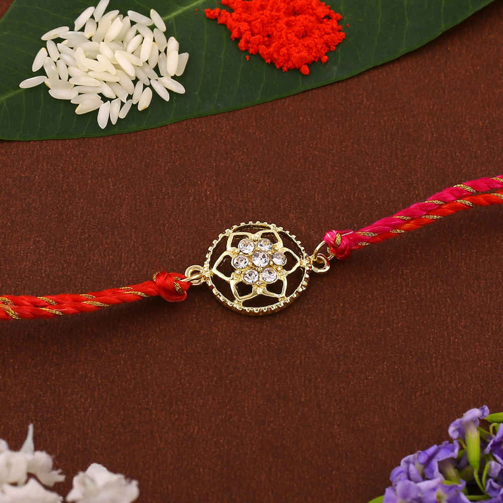 Estele Gold Plated Blissful Floral Rakhi with Austrian Crystals and ...